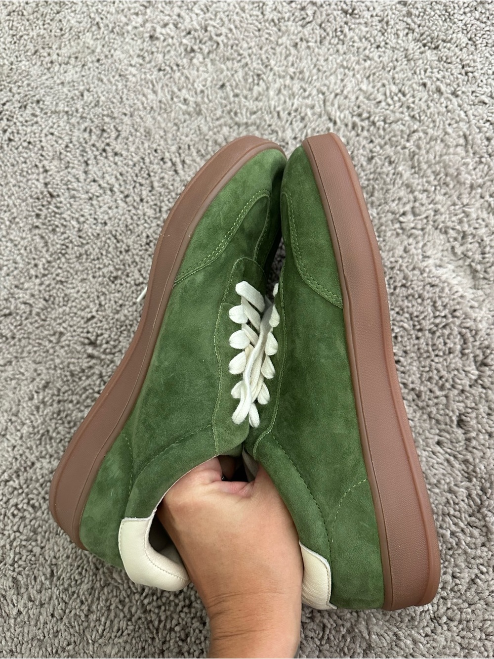 J.McLaughlin Zibby olive green leather suede lace up sneakers size 6.5 NWT - Picture 12 of 16